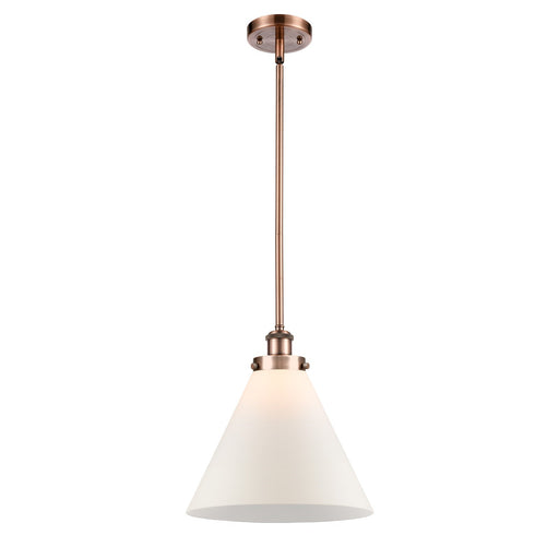 Innovations Cone 12in 1-Light Mini Pendant | Industrial Antique Copper Steel and Matte White Frosted Glass | Kitchen Island & | Model 916-1S-AC-G41-L