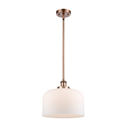 Innovations Bell 12in 1-Light Mini Pendant | Industrial Antique Copper Steel and Matte White Frosted Glass | Kitchen Island & | Model 916-1S-AC-G71-L
