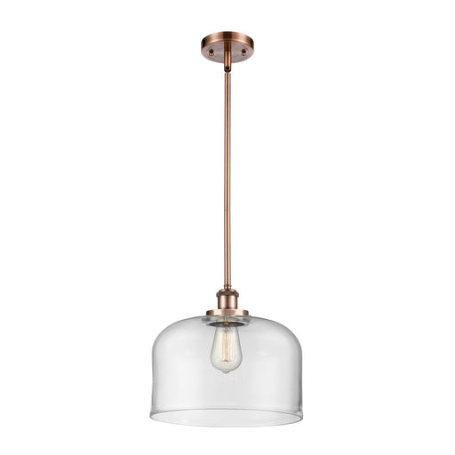 Innovations Bell 12in 1-Light Mini Pendant | Industrial Antique Copper Steel and Clear Glass | Kitchen Island & Dining Room | Model 916-1S-AC-G72-L