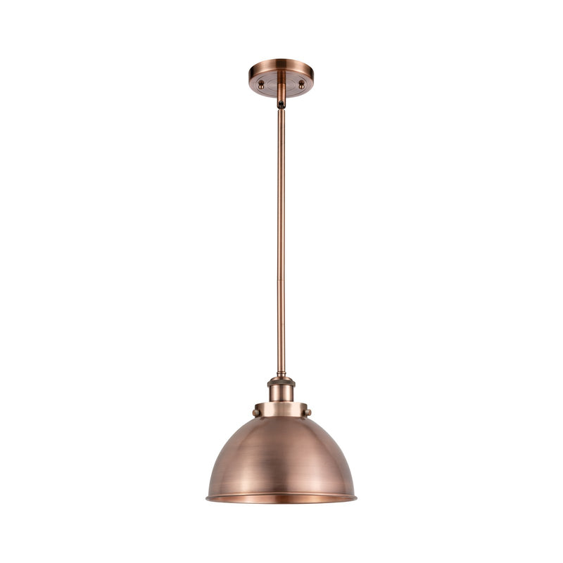 Innovations Derby 10in 1-Light Pendant | Industrial Antique Copper Steel and Antique Copper Metal Shade | Kitchen Island & | Model 916-1S-AC-MFD-10-AC-LED