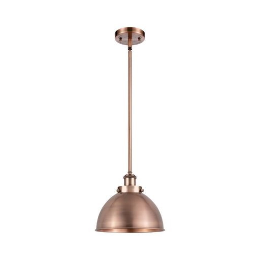 Innovations Derby 10in 1-Light Pendant | Industrial Antique Copper Steel and Antique Copper Metal Shade | Kitchen Island & | Model 916-1S-AC-MFD-10-AC-LED