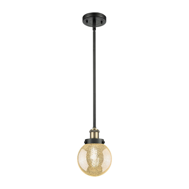 Innovations Beacon 6in 1-Light Mini Pendant | Modern Contemporary Black Antique Brass Steel and Mercury Seeded Glass Shade | Model 916-1S-BAB-G208-6