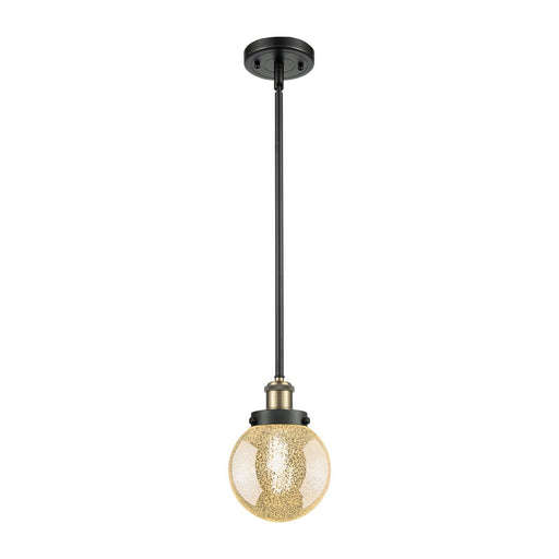 Innovations Beacon 6in 1-Light Mini Pendant | Modern Contemporary Black Antique Brass Steel and Mercury Seeded Glass Shade | Model 916-1S-BAB-G208-6