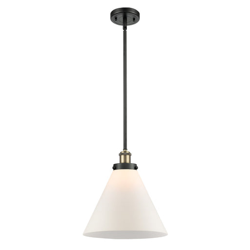 Innovations Cone 12in 1-Light LED Mini Pendant | Industrial Black Antique Brass and Matte White Frosted Glass | Kitchen | Model 916-1S-BAB-G41-L-LED