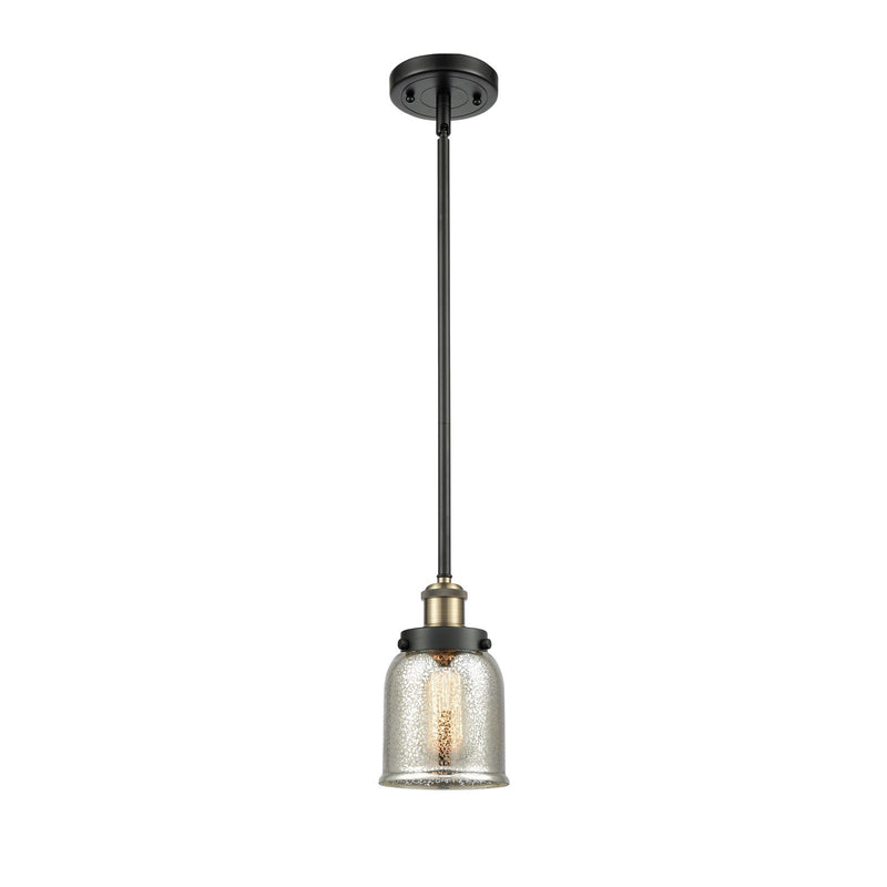 Innovations Bell 5in 1-Light Mini Pendant | Industrial Black Antique Brass Steel and Silver Plated Mercury Glass | Kitchen | Model 916-1S-BAB-G58-LED
