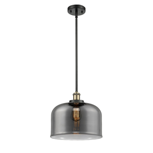 Innovations Bell 12in 1-Light Mini Pendant | Industrial Black Antique Brass and Light Smoke Glass | Kitchen Island & Dining Room | Model 916-1S-BAB-G73-L