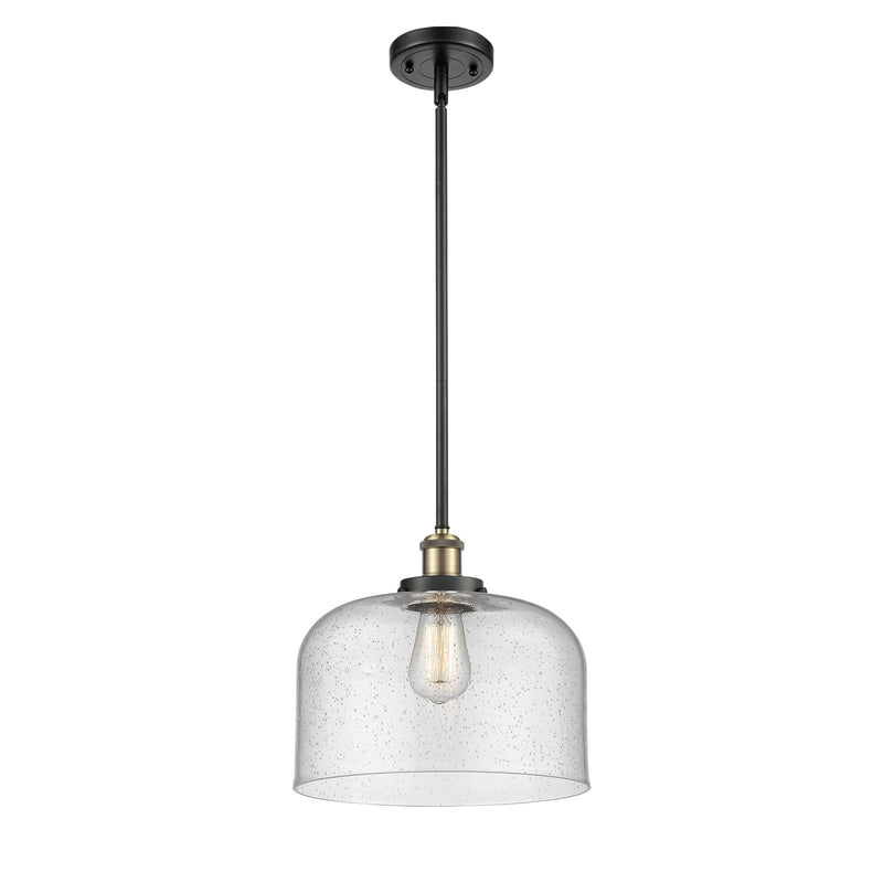Innovations Bell 12in 1-Light Mini Pendant | Industrial Black Antique Brass and Seedy Glass | Kitchen Island & Dining Room | Model 916-1S-BAB-G74-L