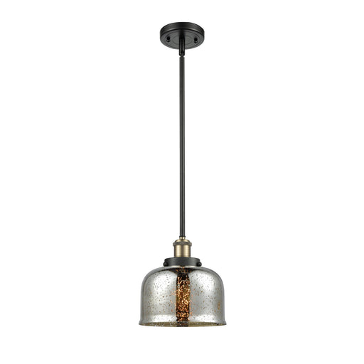 Innovations Bell 8in 1-Light Mini Pendant | Industrial Black Antique Brass Steel and Silver Plated Mercury Glass | Kitchen | Model 916-1S-BAB-G78-LED