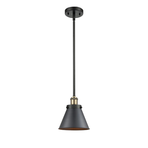 Innovations Appalachian 7in 1-Light Mini Pendant | Industrial Black Antique Brass Steel and Matte Black Metal Cone Shade | Model 916-1S-BAB-M13-BK