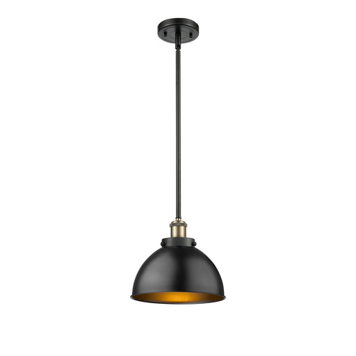 Innovations Derby 10in 1-Light Pendant | Industrial Farmhouse Black Antique Brass Steel and Matte Black Metal | Kitchen | Model 916-1S-BAB-MFD-10-BK