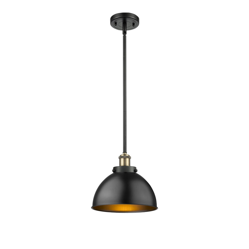 Innovations Derby 10in 1-Light Pendant | Industrial Black Antique Brass and Matte Black Metal | Kitchen Island & Dining | Model 916-1S-BAB-MFD-10-BK-LED