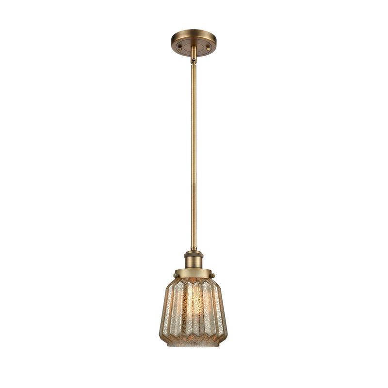 Innovations Chatham 7in 1-Light Mini Pendant | Modern Brushed Brass and Mercury Ribbed Glass | Kitchen Island & Dining Room | Model 916-1S-BB-G146