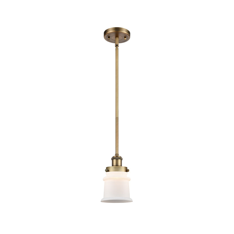 Innovations Canton 5.25in 1-Light Mini Pendant | Modern Transitional Brushed Brass and Matte White Frosted Glass | Kitchen Island | Model 916-1S-BB-G181S