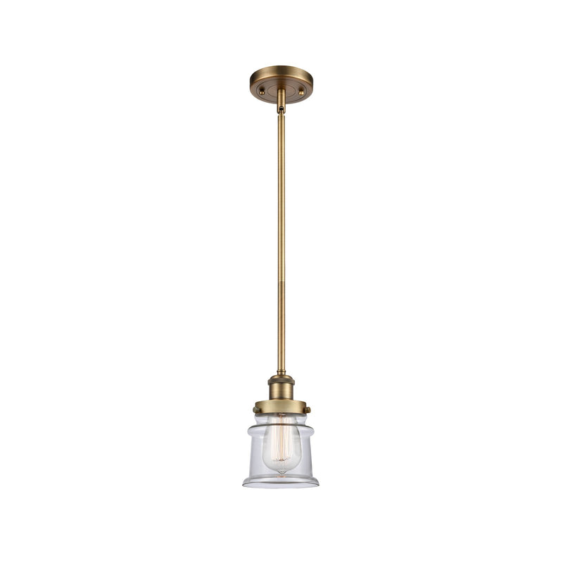 Innovations Canton 5.25in 1-Light Mini Pendant | Modern Transitional Brushed Brass and Clear Glass | Kitchen Island & Dining Room | Model 916-1S-BB-G182S