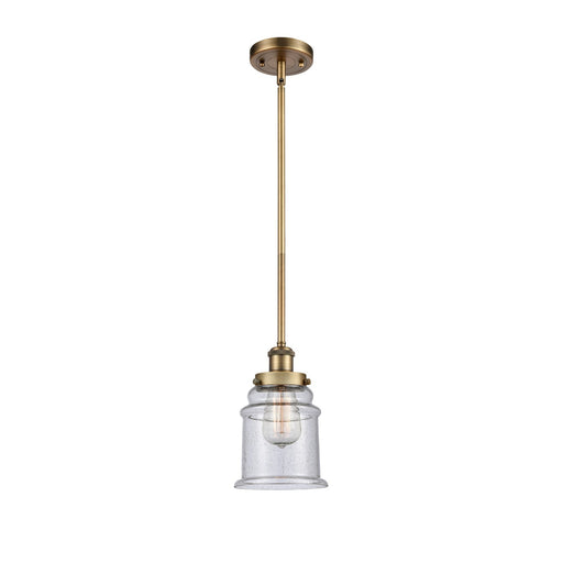 Innovations Canton 6in 1-Light Mini Pendant | Modern Transitional Brushed Brass and Seedy Glass | Kitchen Island & Dining Room | Model 916-1S-BB-G184