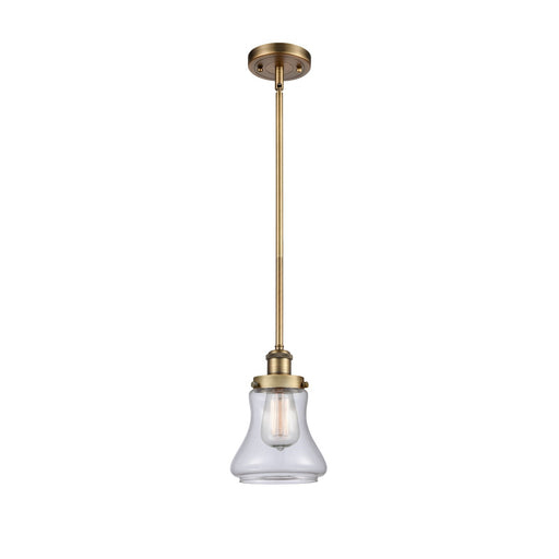 Innovations Bellmont 6in 1-Light Mini Pendant | Brushed Brass Steel and Clear Glass | Kitchen Island & Dining Room | Model 916-1S-BB-G192