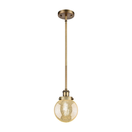 Innovations Beacon 6in 1-Light Mini Pendant | Brushed Brass Steel and Mercury Seeded Glass | Kitchen Island & Dining Room | Model 916-1S-BB-G208-6