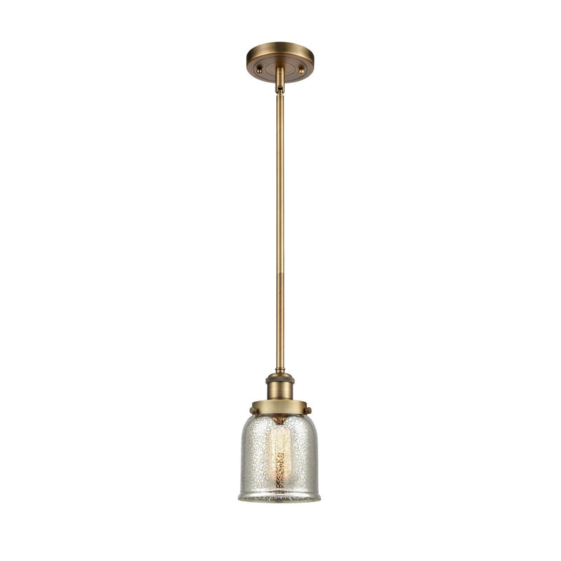 Innovations Bell 5in 1-Light LED Mini Pendant | Industrial Brushed Brass and Silver Plated Mercury Glass | Kitchen Island & | Model 916-1S-BB-G58-LED