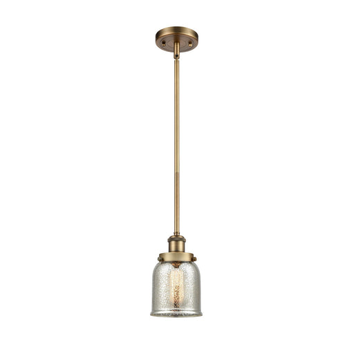 Innovations Bell 5in 1-Light LED Mini Pendant | Industrial Brushed Brass and Silver Plated Mercury Glass | Kitchen Island & | Model 916-1S-BB-G58-LED