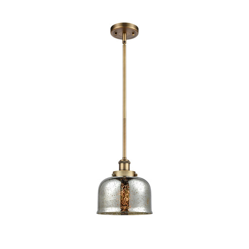 Innovations Bell 8in 1-Light Mini Pendant | Industrial Brushed Brass and Silver Plated Mercury Glass | Kitchen Island & Dining | Model 916-1S-BB-G78-LED