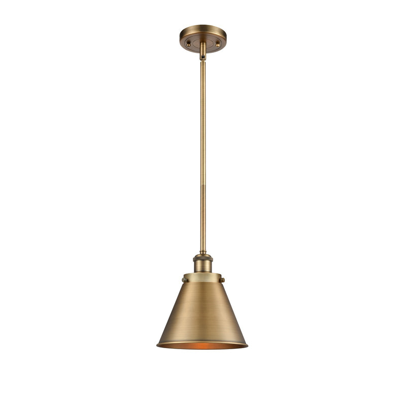 Innovations Appalachian 7in 1-Light Mini Pendant | Industrial Brushed Brass Metal Shade | Kitchen Island & Dining Room | Model 916-1S-BB-M13-BB