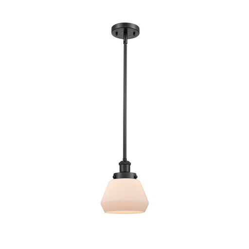 Innovations Fulton 7in 1-Light Mini Pendant | Modern Contemporary Matte Black Steel and Frosted White Glass | Kitchen Island & | Model 916-1S-BK-G171