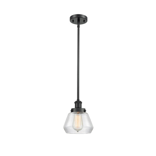 Innovations Fulton 7in 1-Light Mini Pendant | Modern Contemporary Matte Black Steel and Clear Glass | Kitchen Island & Dining Room | Model 916-1S-BK-G172