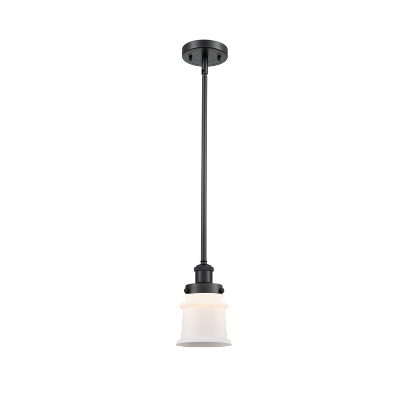 Innovations Canton 5.25in 1-Light Mini Pendant | Modern Matte Black Steel and Matte White Frosted Glass | Kitchen Island & Dining | Model 916-1S-BK-G181S