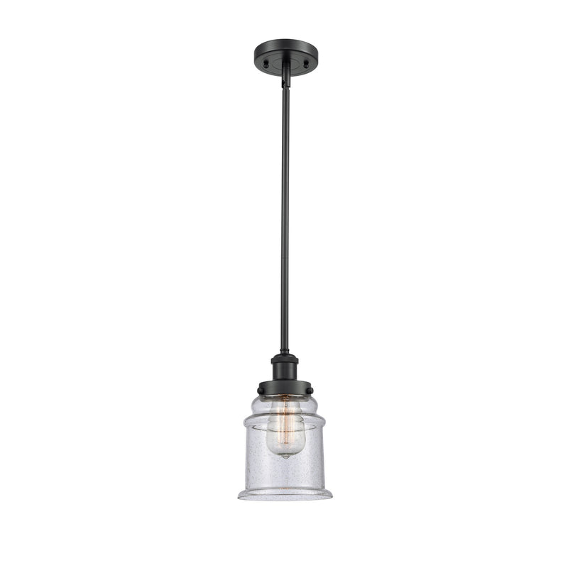 Innovations Canton 6in 1-Light Mini Pendant | Modern Contempo Matte Black Steel and Seedy Glass | Kitchen Island & Dining Room | Model 916-1S-BK-G184