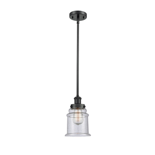Innovations Canton 6in 1-Light Mini Pendant | Modern Contempo Matte Black Steel and Seedy Glass | Kitchen Island & Dining Room | Model 916-1S-BK-G184