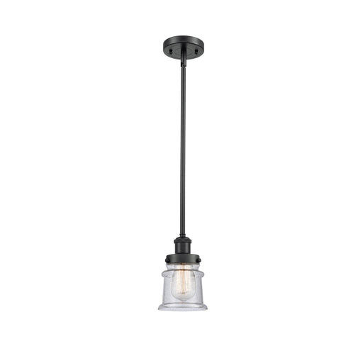 Innovations Canton 5.25in 1-Light Mini Pendant | Modern Contempo Matte Black Steel and Seedy Glass | Kitchen Island & Dining Room | Model 916-1S-BK-G184S