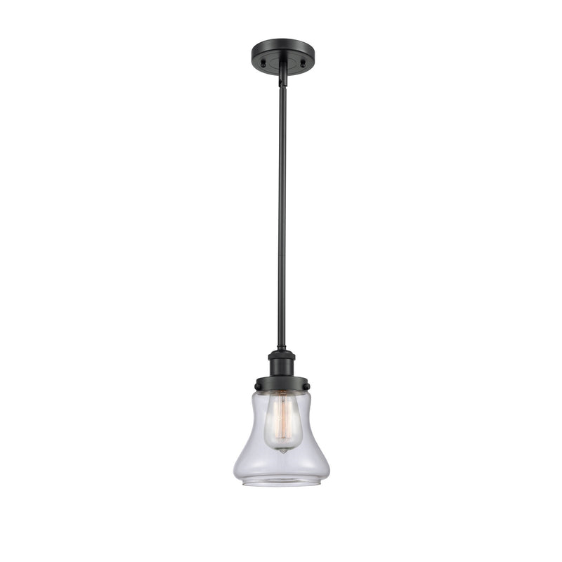 Innovations Bellmont 6.125in 1-Light Mini Pendant | Modern Contempo Matte Black Steel and Clear Glass | Kitchen Island & Dining | Model 916-1S-BK-G192