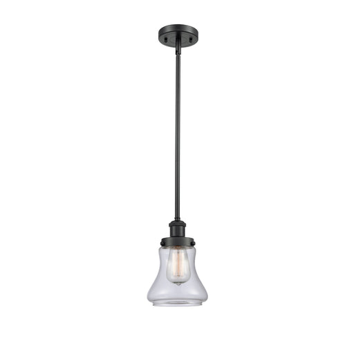 Innovations Bellmont 6.125in 1-Light Mini Pendant | Modern Contempo Matte Black Steel and Clear Glass | Kitchen Island & Dining | Model 916-1S-BK-G192