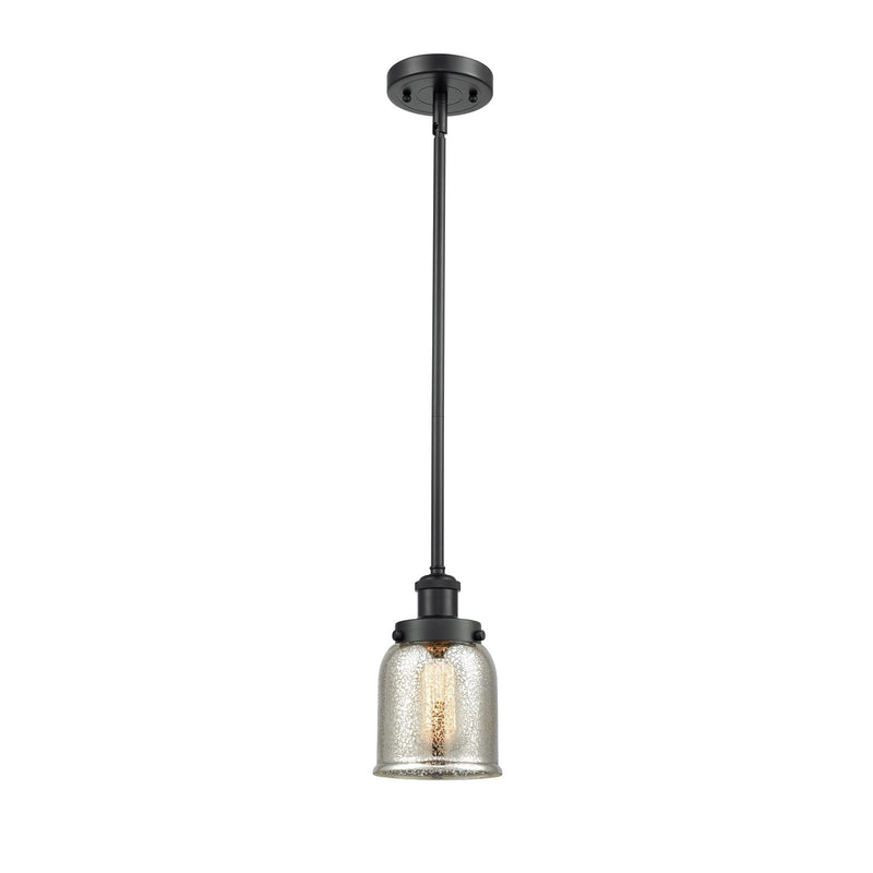 Innovations Bell 5in 1-Light Mini Pendant | Industrial Matte Black Steel and Silver Plated Mercury Glass | Kitchen Island & Dining | Model 916-1S-BK-G58