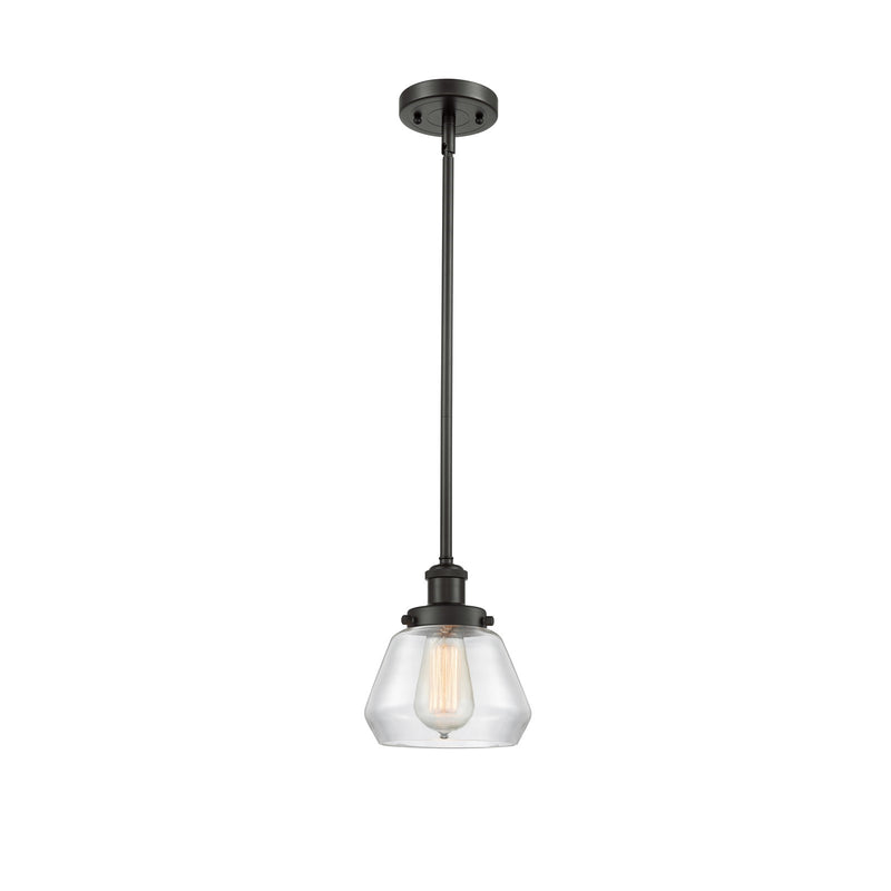 Innovations Fulton 7in 1-Light Mini Pendant | Modern Transitional Oil Rubbed Bronze Steel and Clear Glass | Kitchen Island & Dining | Model 916-1S-OB-G172