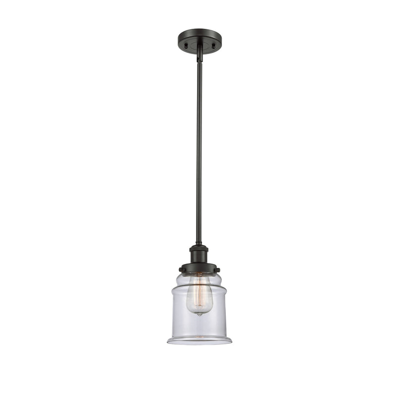 Innovations Canton 6in 1-Light Mini Pendant | Modern Contempo Oil Rubbed Bronze Steel and Clear Glass | Kitchen Island & Dining | Model 916-1S-OB-G182