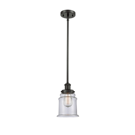 Innovations Canton 6in 1-Light Mini Pendant | Modern Contempo Oil Rubbed Bronze Steel and Clear Glass | Kitchen Island & Dining | Model 916-1S-OB-G182