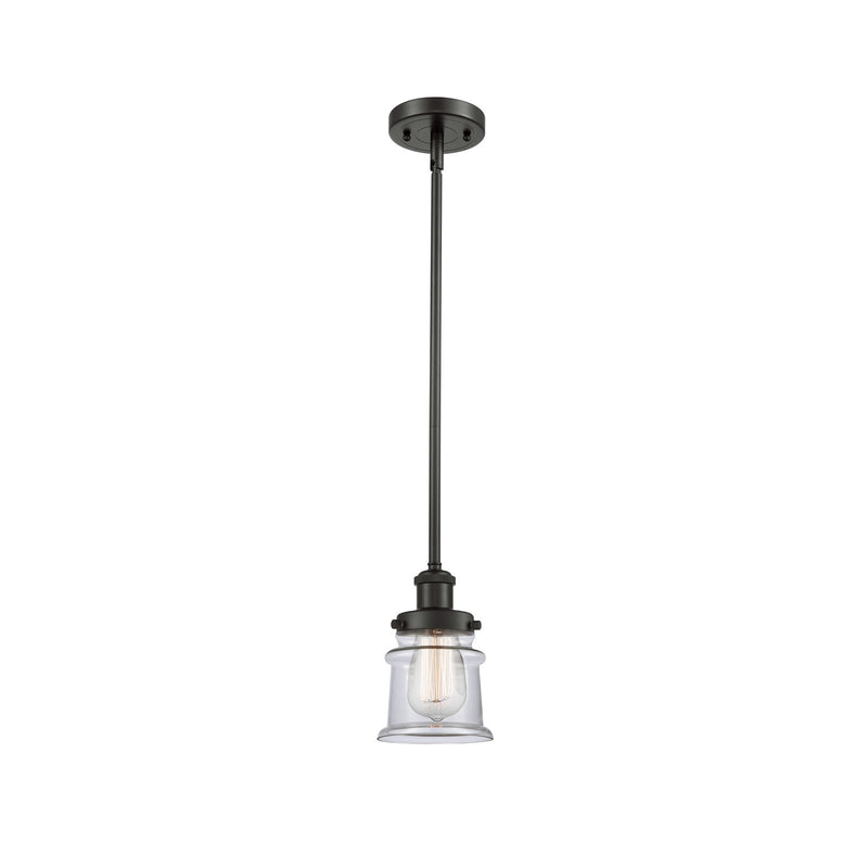 Innovations Canton 5.25in 1-Light Mini Pendant | Modern Contempo Oil Rubbed Bronze Steel and Clear Glass | Kitchen Island & Dining | Model 916-1S-OB-G182S