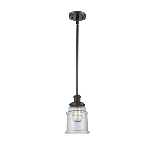 Innovations Canton 6in 1-Light Mini Pendant | Modern Contempo Oil Rubbed Bronze Steel and Seedy Glass | Kitchen Island & Dining | Model 916-1S-OB-G184