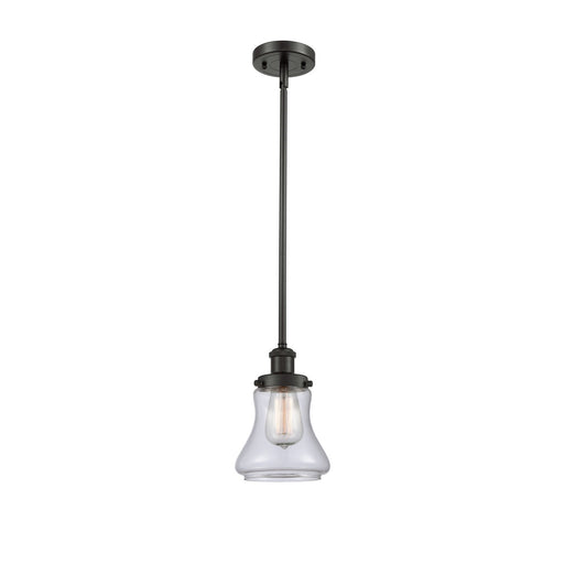 Innovations Bellmont 6.125in 1-Light Mini Pendant | Oil Rubbed Bronze Steel and Clear Glass Schoolhouse Shade | Kitchen Island & | Model 916-1S-OB-G192
