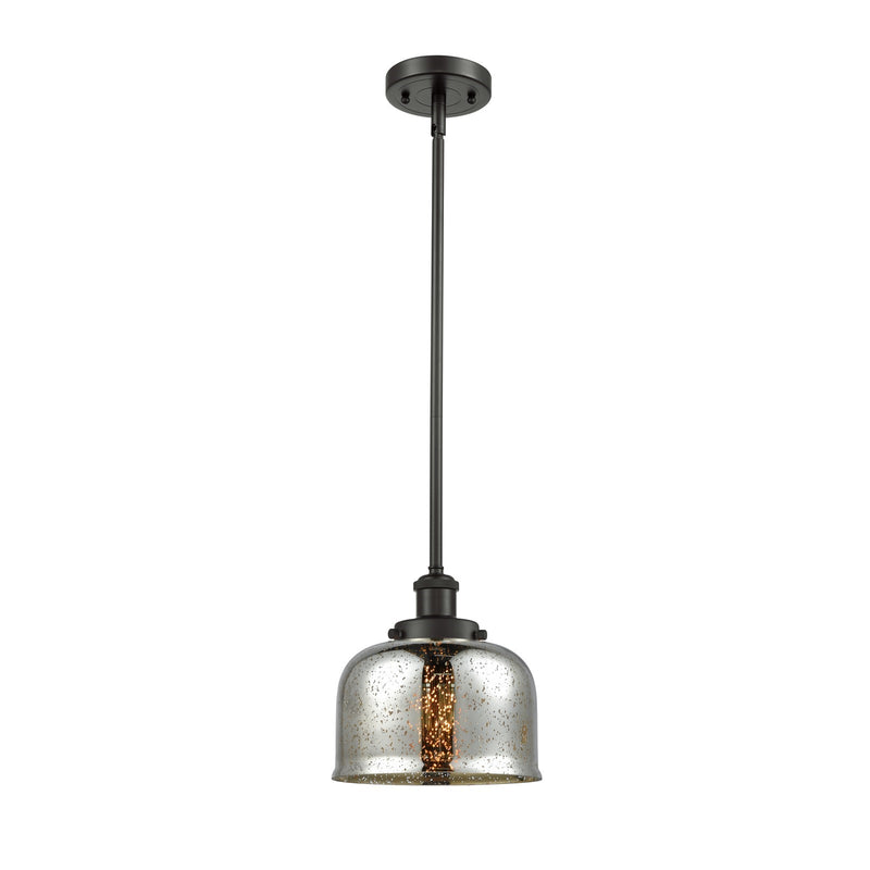Innovations Bell 8in 1-Light Mini Pendant | Industrial Oil Rubbed Bronze Steel and Silver Plated Mercury Glass | Kitchen Island | Model 916-1S-OB-G78-LED