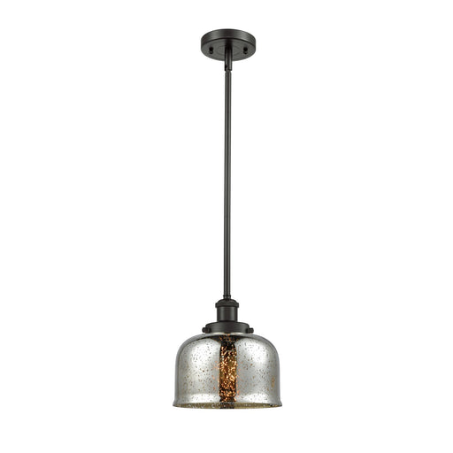 Innovations Bell 8in 1-Light Mini Pendant | Industrial Oil Rubbed Bronze Steel and Silver Plated Mercury Glass | Kitchen Island | Model 916-1S-OB-G78-LED