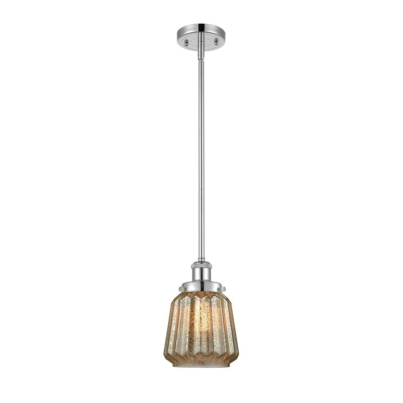 Innovations Chatham 7in 1-Light Mini Pendant | Modern Contemporary Polished Chrome and Mercury Ribbed Glass | Kitchen Island & | Model 916-1S-PC-G146