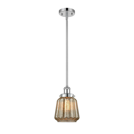 Innovations Chatham 7in 1-Light Mini Pendant | Modern Contemporary Polished Chrome and Mercury Ribbed Glass | Kitchen Island & | Model 916-1S-PC-G146
