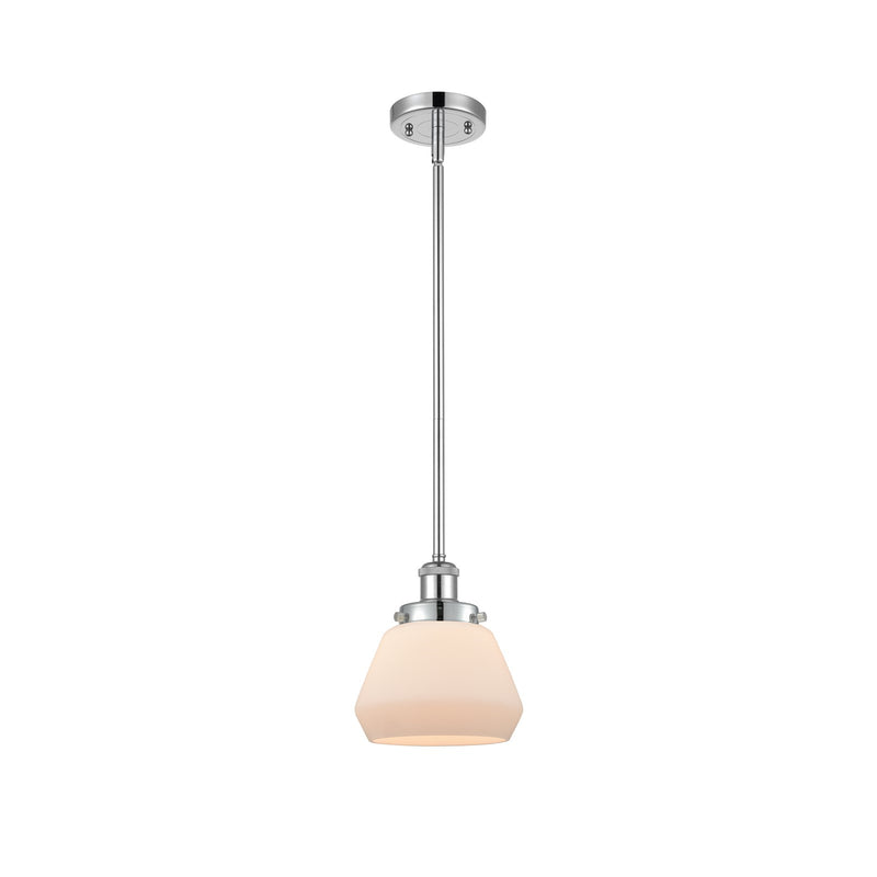 Innovations Fulton 7in 1-Light Mini Pendant | Modern Contemporary Polished Chrome and Matte White Frosted Glass | Kitchen Island & | Model 916-1S-PC-G171