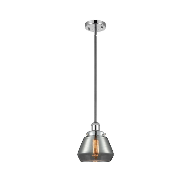 Innovations Fulton 7in 1-Light Mini Pendant | Modern Contempo Polished Chrome and Light Smoke Glass | Kitchen Island & Dining Room | Model 916-1S-PC-G173