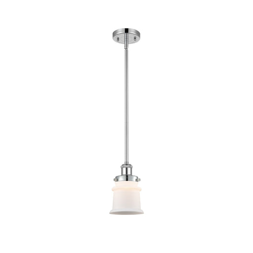 Innovations Canton 5.25in 1-Light Mini Pendant | Modern Contempo Polished Chrome and Matte White Frosted Glass | Kitchen Island & | Model 916-1S-PC-G181S