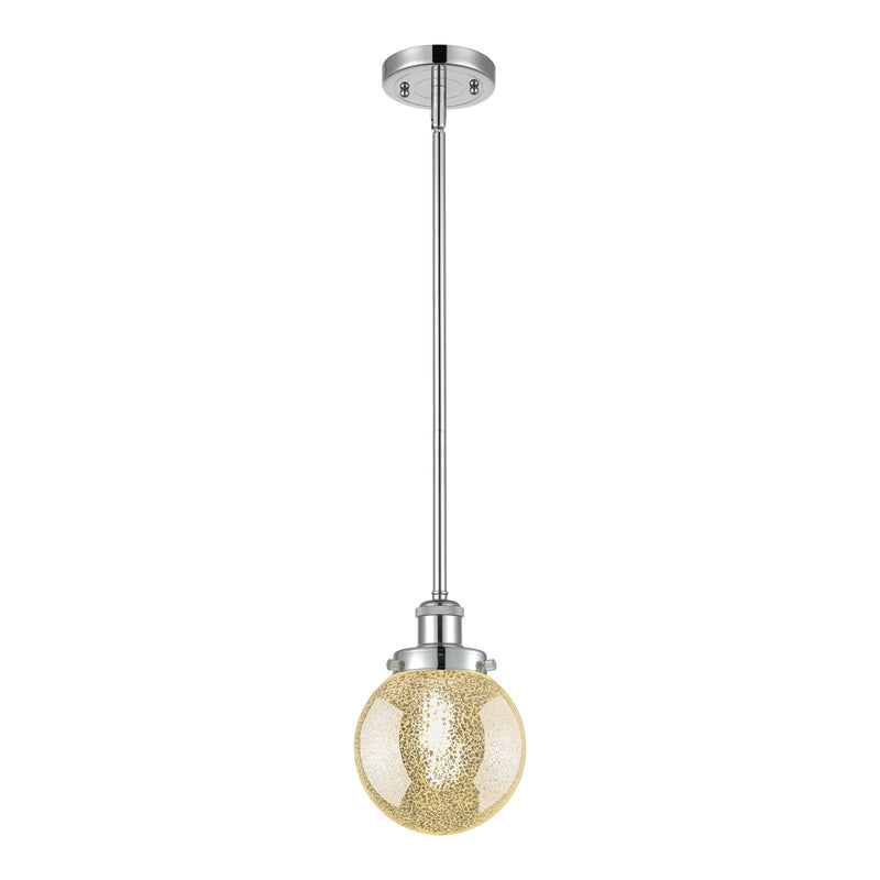 Innovations Beacon 6in 1-Light Mini Pendant | Modern Polished Chrome Steel and Mercury Seeded Glass | Kitchen Island & Dining | Model 916-1S-PC-G208-6