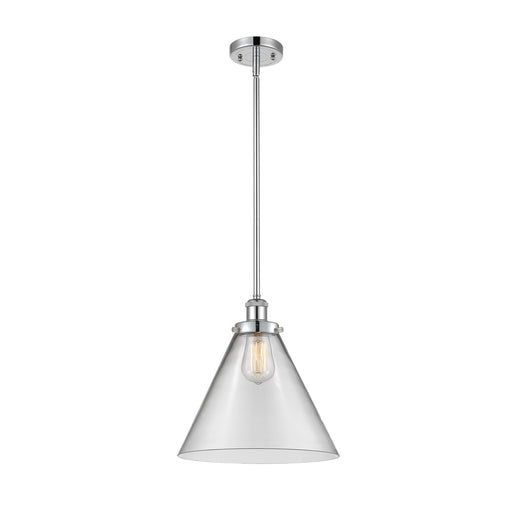 Innovations Cone 11.75in 1-Light Mini Pendant | Industrial Polished Chrome Steel and Clear Transparent Glass | Kitchen Island | Model 916-1S-PC-G42-L-LED