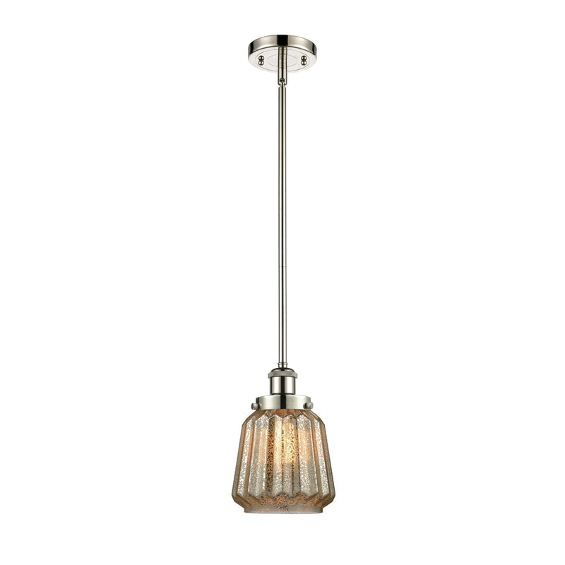 Innovations Chatham 7in 1-Light Mini Pendant | Modern Transitional Polished Nickel Steel and Cast Brass with Mercury Ribbed Glass | Model 916-1S-PN-G146